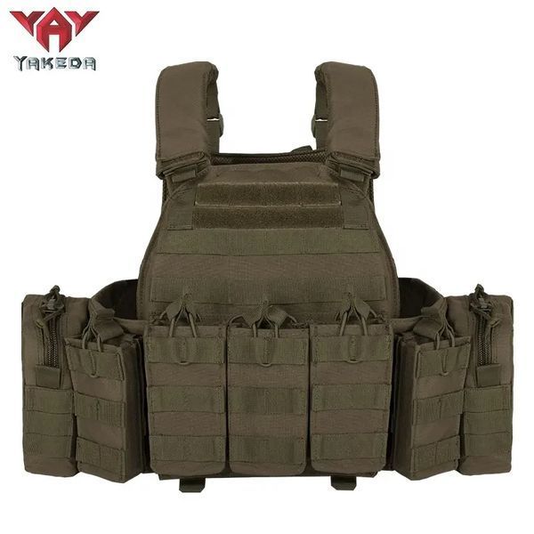 Плитоноска Yakeda VT-6031-6 полиэстэр 600D с системой MOLLE с подсумками Олива арт.054 фото