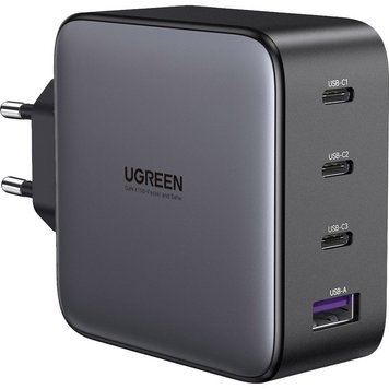 Быстрое сетевое зарядное устройство Ugreen GaN Fast Charger 100W 3 Type-C + USB Type A PD 3.0 QC4.0 Black CD226 фото