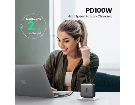 Швидкий мережевий зарядний пристрій Ugreen GaN Fast Charger 100W Type-C + USB Type A PD 3.0 QC4.0 Black CD226 фото