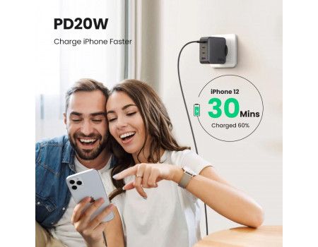 Швидкий мережевий зарядний пристрій Ugreen GaN Fast Charger 100W Type-C + USB Type A PD 3.0 QC4.0 Black CD226 фото