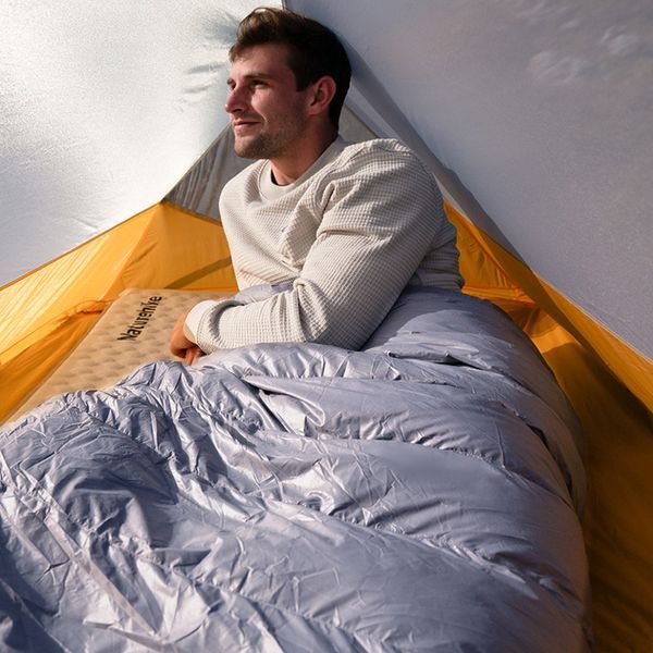 Спальник з натуральним пухом Naturehike CW400 NH18C400-D, p-р M, жовто-сірий 6927595794555 фото