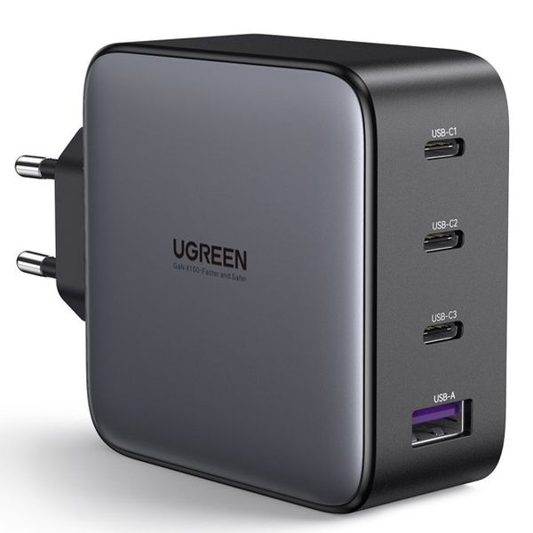 Быстрое сетевое зарядное устройство Ugreen GaN Fast Charger 100W с кабелем Black CD226 фото