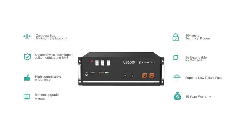 Комплект: Інвертор Deye SUN-6K-SG03LP1-EU + Акумуляторна батарея Pylontech US5000 (48В, 4.8 кВт/г)З SUN-6K-SG03LP1-EUUS5000 фото