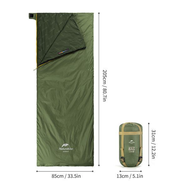 Спальный мешок Naturehike LW180 Mini NH21MSD04, левый, XL, темно-зеленый 6975641884361 фото