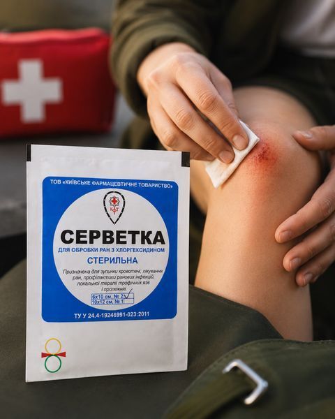 Серветка медична з хлоргексидином 6х10 см к.141 фото