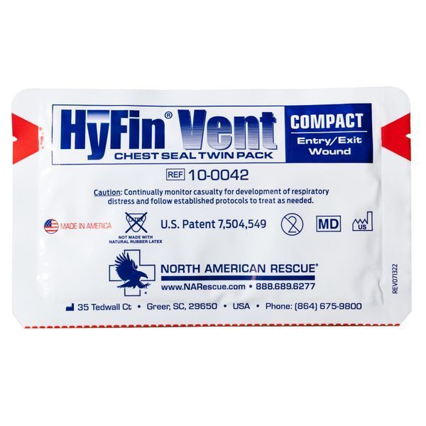 Окклюзионная наклейка HyFin Vent Compact Chest Seal Twin Pack к.11 фото