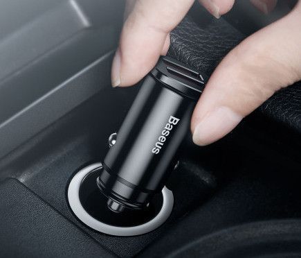 Автомобільний швидкий зарядний пристрій Baseus Square Metal QC 3.0 30W 2USB 5A в прикурювач Black арт.220 фото
