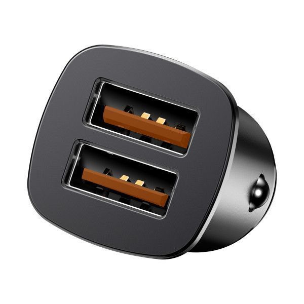 Автомобільний швидкий зарядний пристрій Baseus Square Metal QC 3.0 30W 2USB 5A в прикурювач Black арт.220 фото