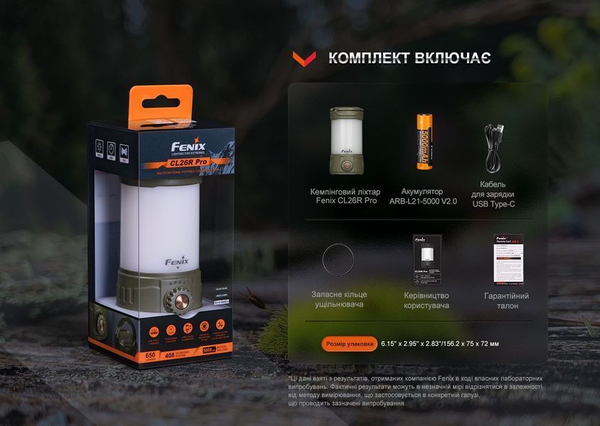 Ліхтар кемпінговий Fenix CL26R Pro, темно-зелений CL26RPROGR фото
