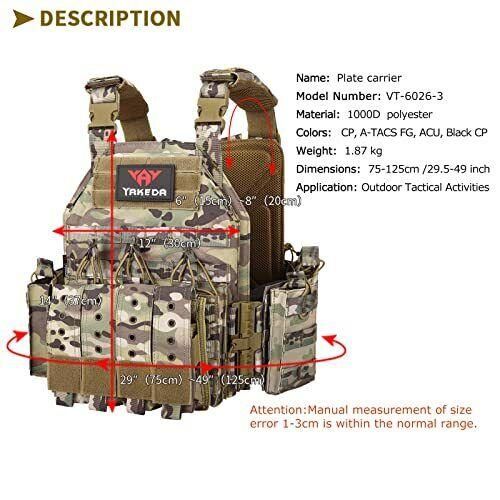 Плитоноска разгрузочный жилет YAKEDA VTG-6026-3 с подсумками Мультикам VT-6026-3-CP фото