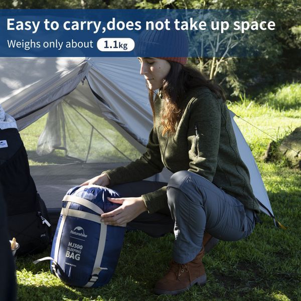 Спальник с капюшоном Naturehike MJ300 CNK2300SD014, темно-голубой 6976023923081 фото