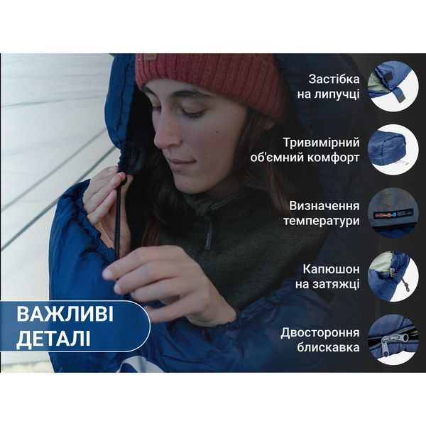 Спальник с капюшоном Naturehike MJ300 CNK2300SD014, темно-голубой 6976023923081 фото