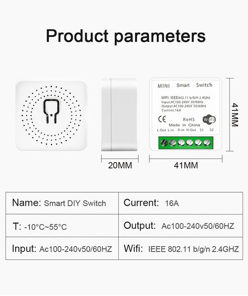 Бездротовий розумний Wi-Fi перемикач реле AUBESS 16 А Smart Switch фото