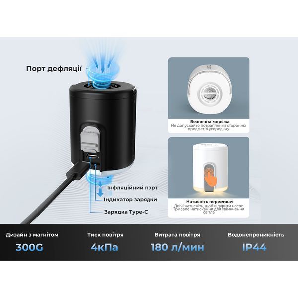 Насос-фонарь кемпинговый Flextail Tiny Pump 2X, черный TY2X1600-BK-i фото