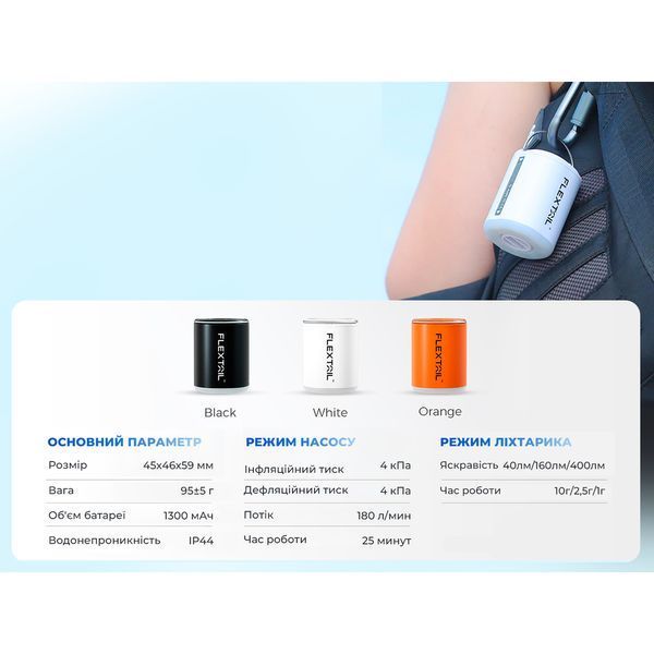Насос-фонарь кемпинговый Flextail Tiny Pump 2X, черный TY2X1600-BK-i фото