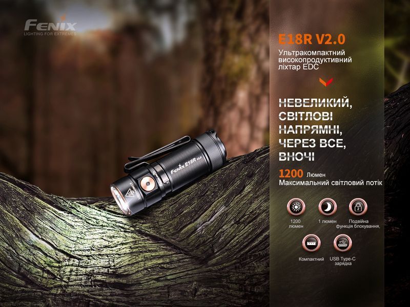 Фонарь ручной Fenix ​​E18R V2.0 E18RV20 фото
