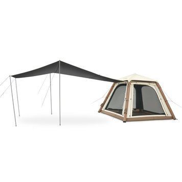 Намет чотиримісний автоматичний надувний із тентом Naturehike Ango CNK2550WS017, коричневий 6977465869852 фото