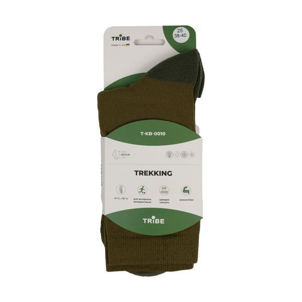 Шкарпетки Tribe Trekking T-KB-0010-olive, 38-40 T-KB-0010-olive-38-40 фото
