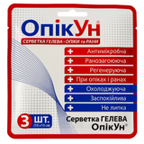 Салфетка гелевая антимикробная "ОпікУн" 10х10 см 3 салфетки в упаковке к.28 фото