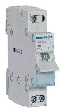 Трехпозиционный переключатель I-0-II (ручной АВР) АС Hager SFT140 1P 40A 220V SFT140 фото