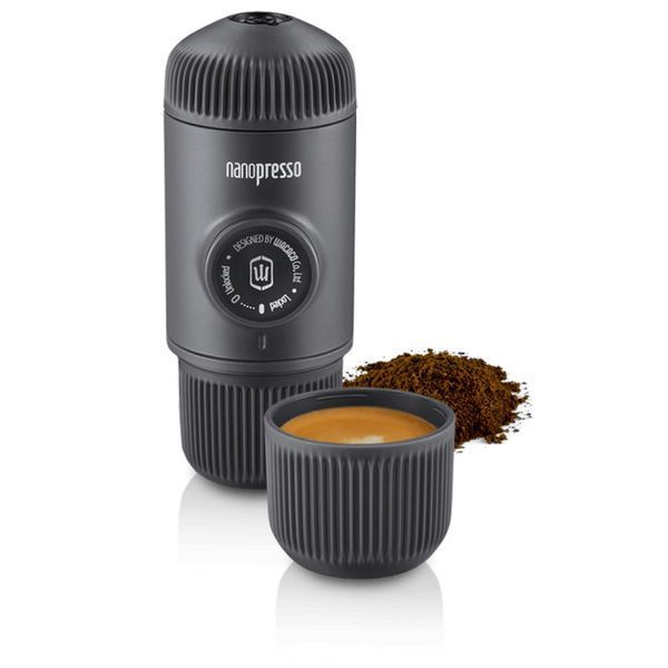 Портативна еспресо-кавоварка Wacaco Nanopresso сіра з чохлом, механічна, для меленої кави WNANOGRcase фото