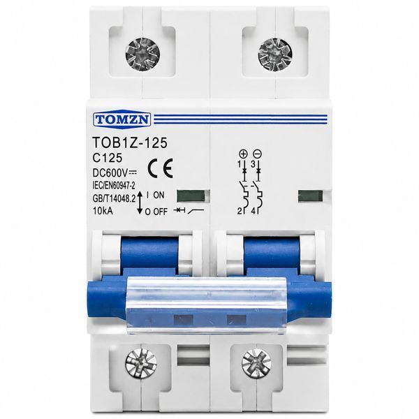 Автоматический выключатель DC TOMZN TOB1Z-125  MCB 2P 100A 600V авт.132 фото