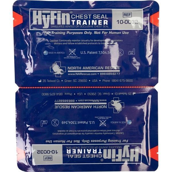 Тренировочные окклюзионные наклейки HyFin Vent Chest Seal Twin Pack двойная упаковка арт.818 фото