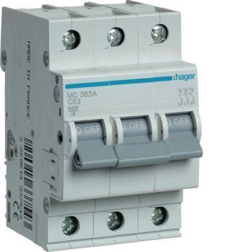 Автоматический выключатель AC Hager MCN363 3P 63A 220V MCN363 фото