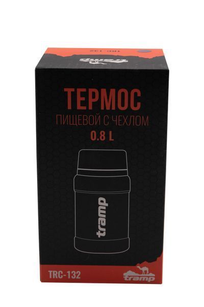 Термос TRAMP с широким горлом 800 мл в чехле, Черный TRC-132-black фото