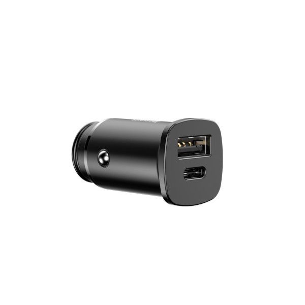 Автомобільна зарядка Baseus Square Metal QC 4.0 PD3.0 30W USB + Type-C 5A Black CCALL-AS01 фото