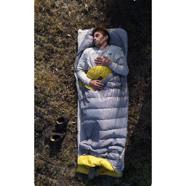 Спальник з натуральним пухом Naturehike CW700 CNK2450WS048, p-р L, жовто-сірий 6927595788103 фото