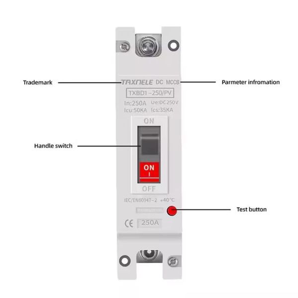 Автоматический выключатель постоянного тока TAXNELE DC MCCB TXBD1-250/PV 1p 250A авт.10 фото