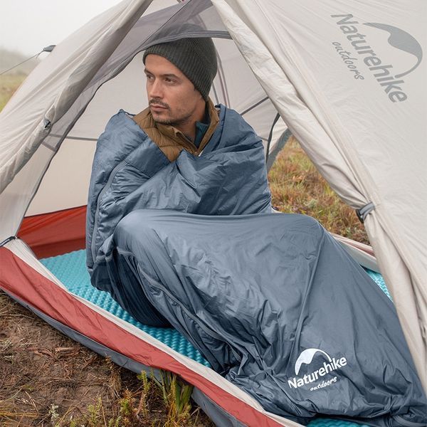 Спальник надлегкий Naturehike Ultralight LW180 NH21MSD09 правий, (15&deg;C), p-p M, сіро-синій 6927595777947-R фото