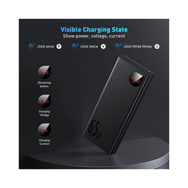 Павербанк Baseus Adaman Metal Digital Display Quick Charge 20000mAh 65W Black (PPIMDA-D01) PPIMDA-D01 фото