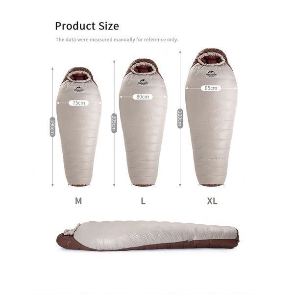 Спальник с натуральным пухом Naturehike Snowbird NH20YD001, р-р L, коричневый 380 г 6927595761281 фото