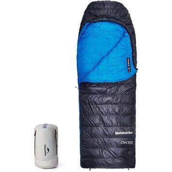 Спальник з натуральним пухом Naturehike CW700 CNK2450WS048, p-р L, чорно-блакитний 6927595788134 фото