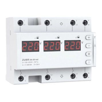 Реле напруги AC ZUBR D6-50 red 3Р 50A 220V ZUBR D6-50 red фото