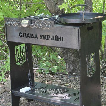 Мангальний комплекс: Мангал розбірний високий із вбудованою шашличницею на 8 шт + Сковорода 40 см із кришкою SP00236 фото