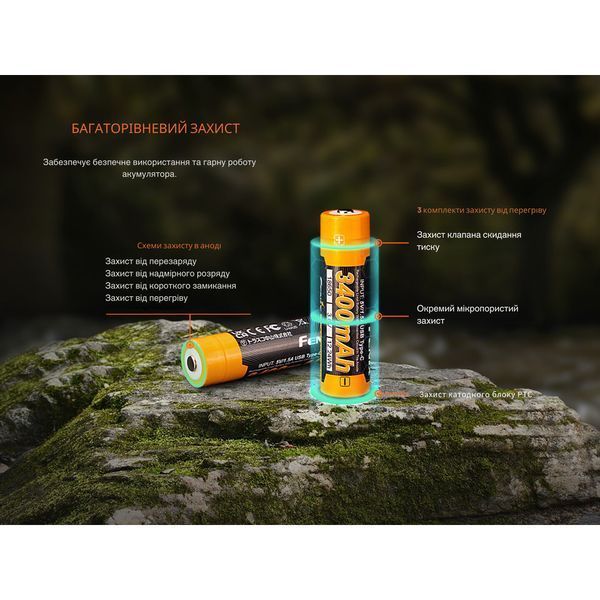 Аккумулятор 18650 Fenix ​​(3400 mAh) Type-C V3.0 ARB-L18-3400U-V30 фото