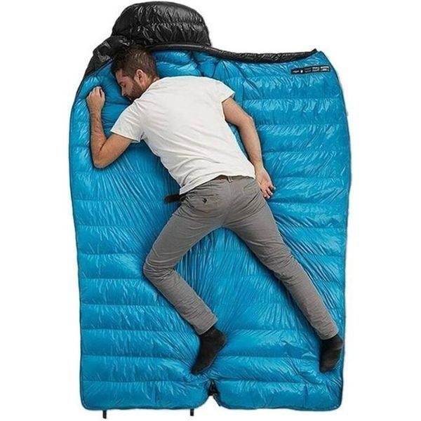 Спальник з натуральним пухом Naturehike CW700 CNK2450WS048, p-р L, чорно-блакитний 6927595788134 фото