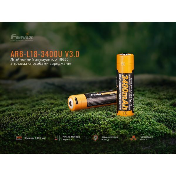 Аккумулятор 18650 Fenix ​​(3400 mAh) Type-C V3.0 ARB-L18-3400U-V30 фото