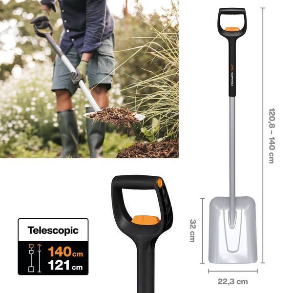 Телескопическая совковая лопата Fiskars Xact (1066734) 1066734 фото