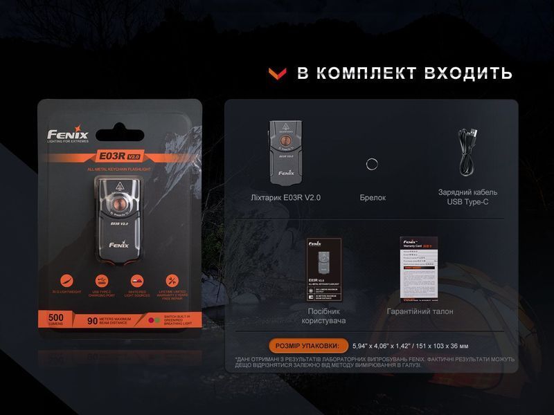 Фонарь наключительный Fenix ​​E03R V2.0, серый E03RV20GR фото