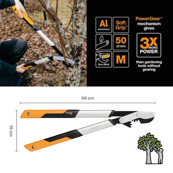 Сучкоріз площинний Fiskars PowerGearX &trade; M LX94 112390 (1020187) 1020187 фото