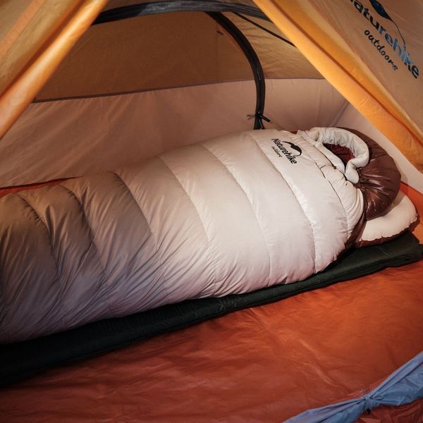 Спальник з натуральним пухом Naturehike Snowbird NH20YD001, p-р L, коричневий 720 г 6927595761304 фото