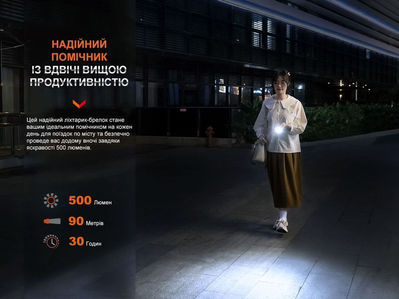 Ліхтар наключний Fenix E03R V2.0, синій E03RV20BL фото